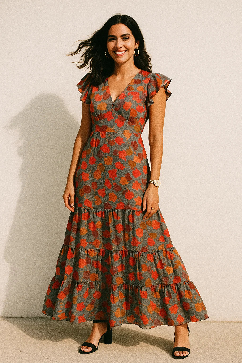 Watercolour Spotted Random Multicolour Flower Digital Printed Fabric - Silk Crepe