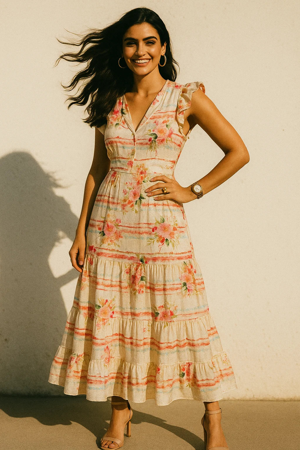 Decorative Watercolour Spring Floral Digital Printed Fabric - Silk Crepe