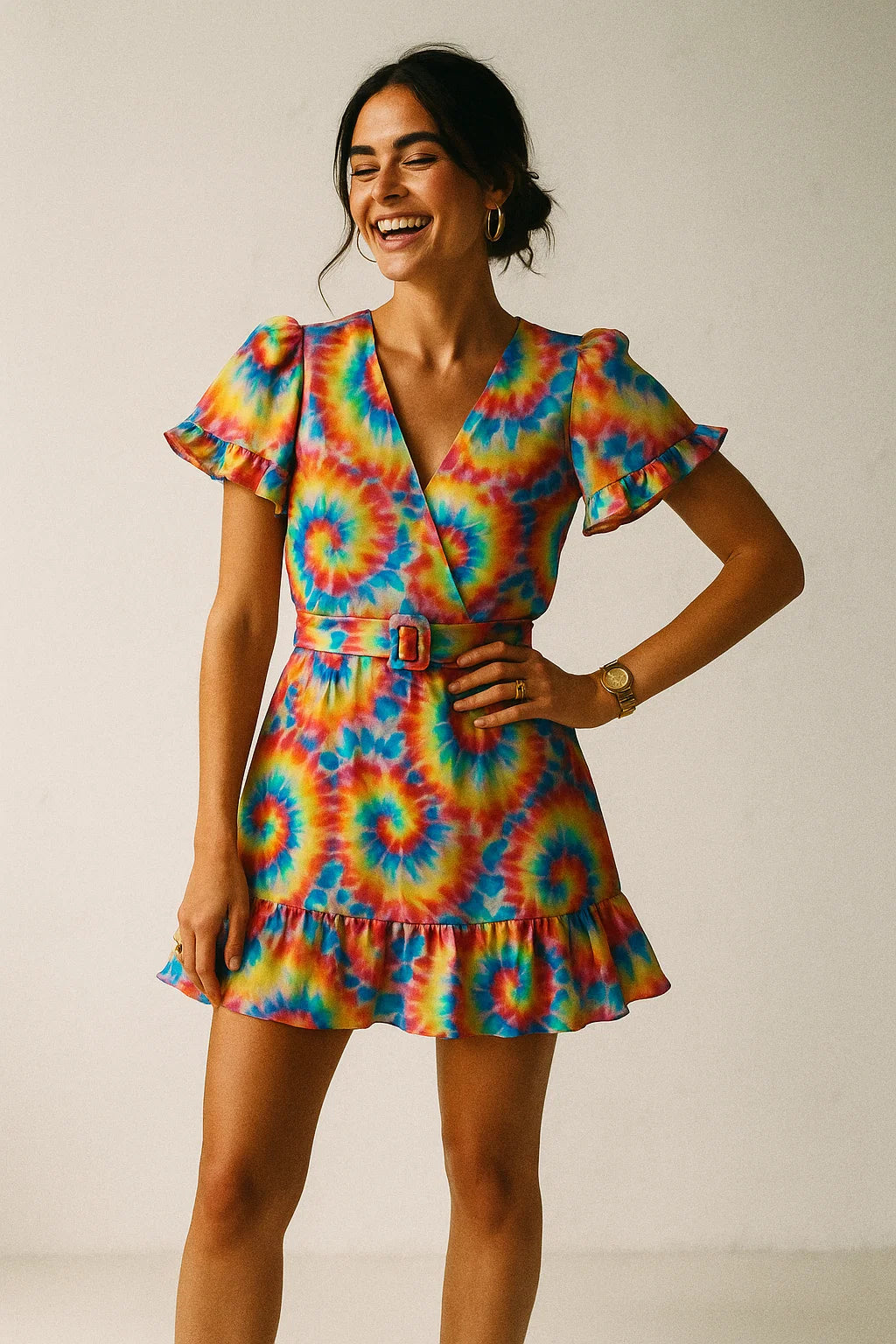 Rainbow Rounded Gradient Digital Printed Fabric - Silk Crepe