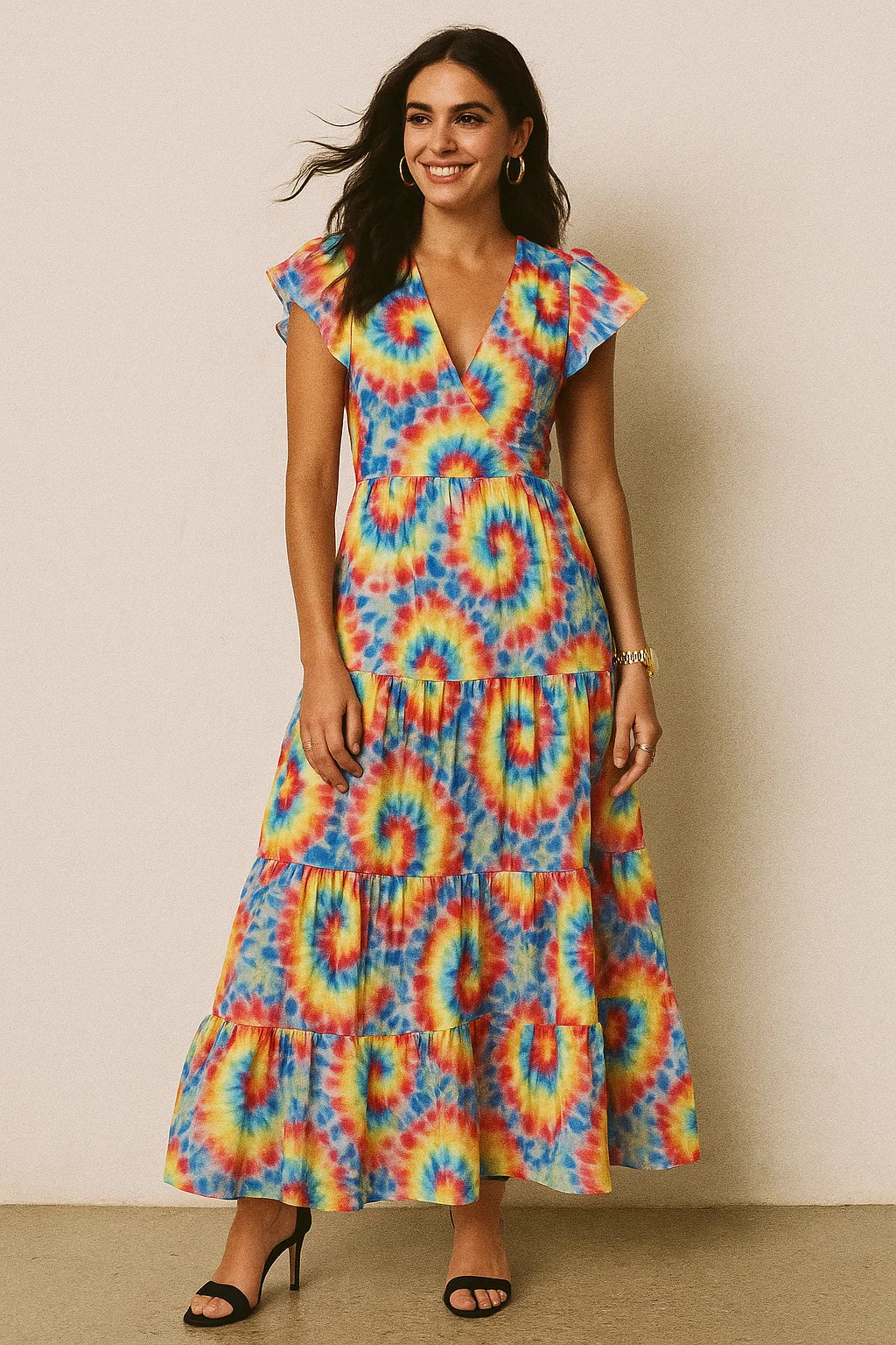 Rainbow Rounded Gradient Digital Printed Fabric - Silk Crepe