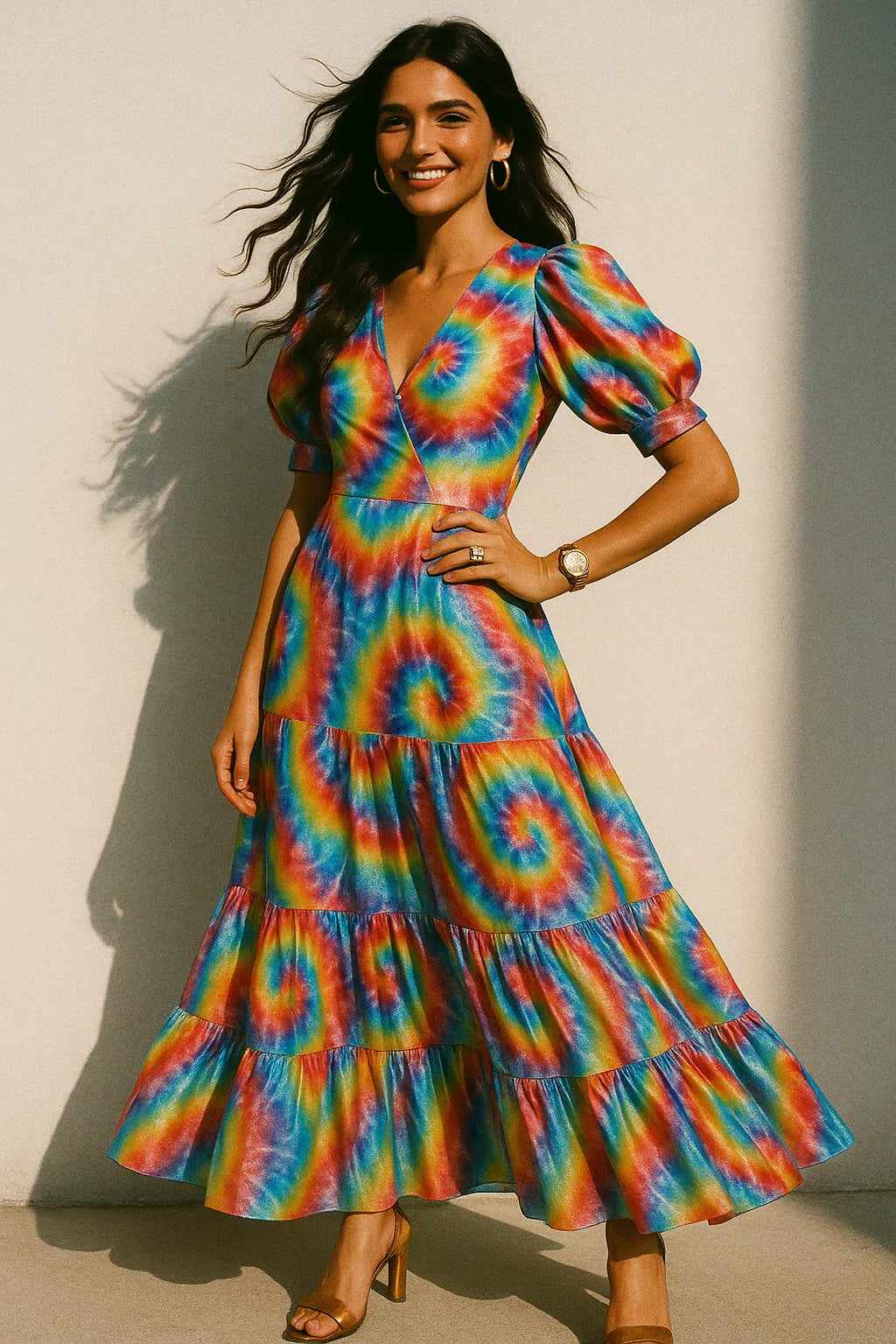 Rainbow Rounded Gradient Digital Printed Fabric - Silk Crepe