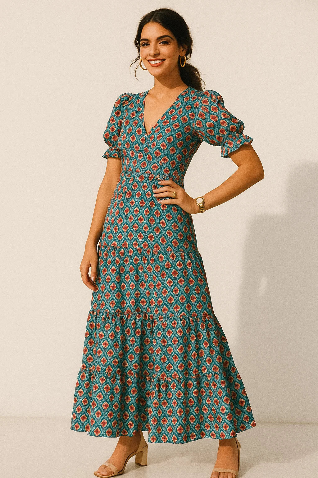 Tiny Decorative Allamanda Multicolour Digital Printed Fabric - Silk Crepe