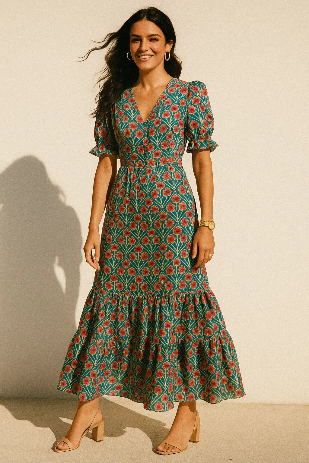 Tiny Decorative Allamanda Multicolour Digital Printed Fabric - Silk Crepe