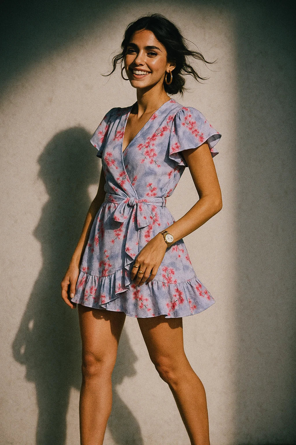 Tiny Pink Violet Floral Flower Digital Printed Fabric - Silk Crepe