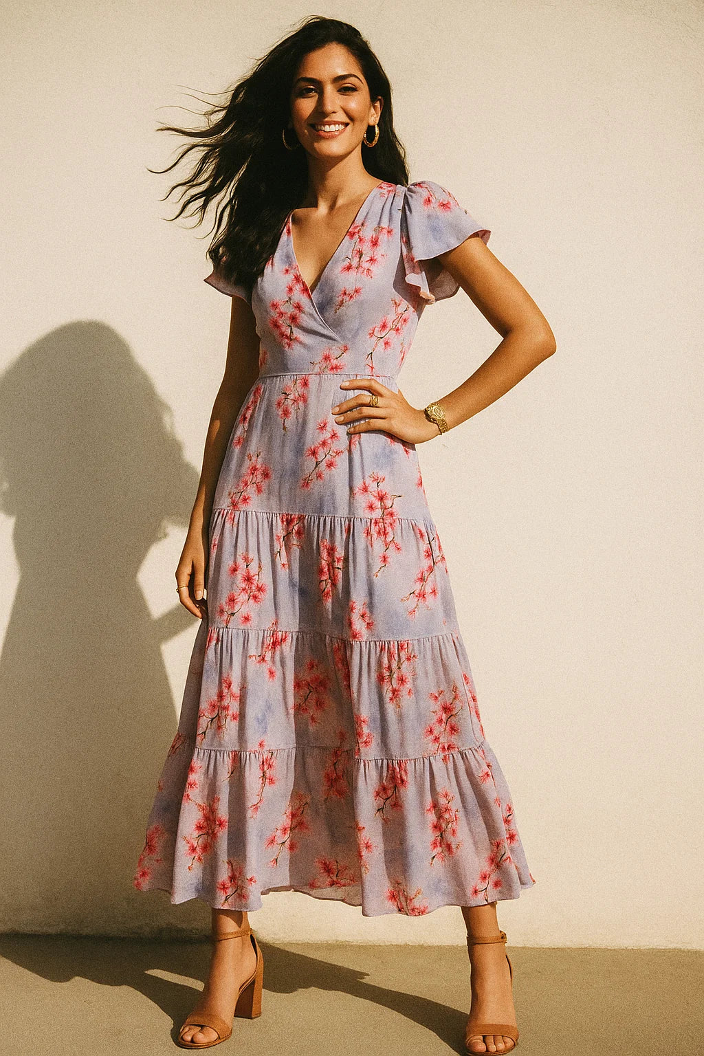 Tiny Pink Violet Floral Flower Digital Printed Fabric - Silk Crepe