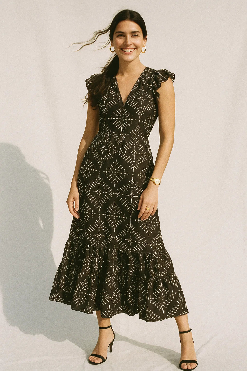 Morden Digital Art Of Doted Lining Digital Printed Fabric - Silk Crepe