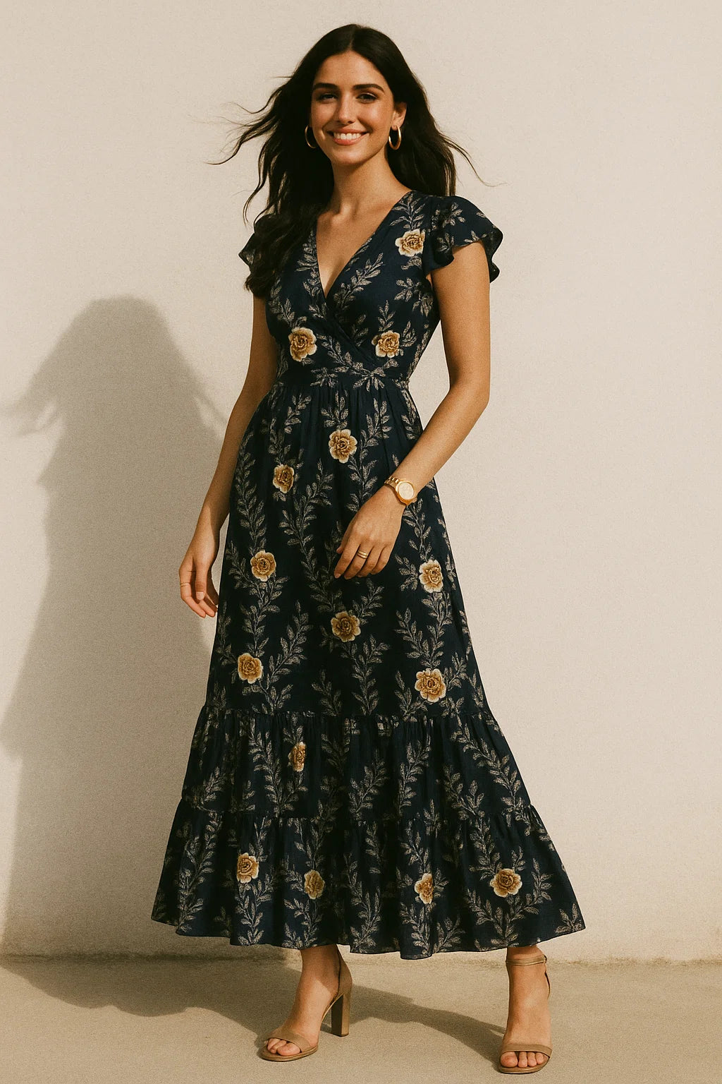 Embroidery Flower And Buds Digital Printed Fabric - Silk Crepe