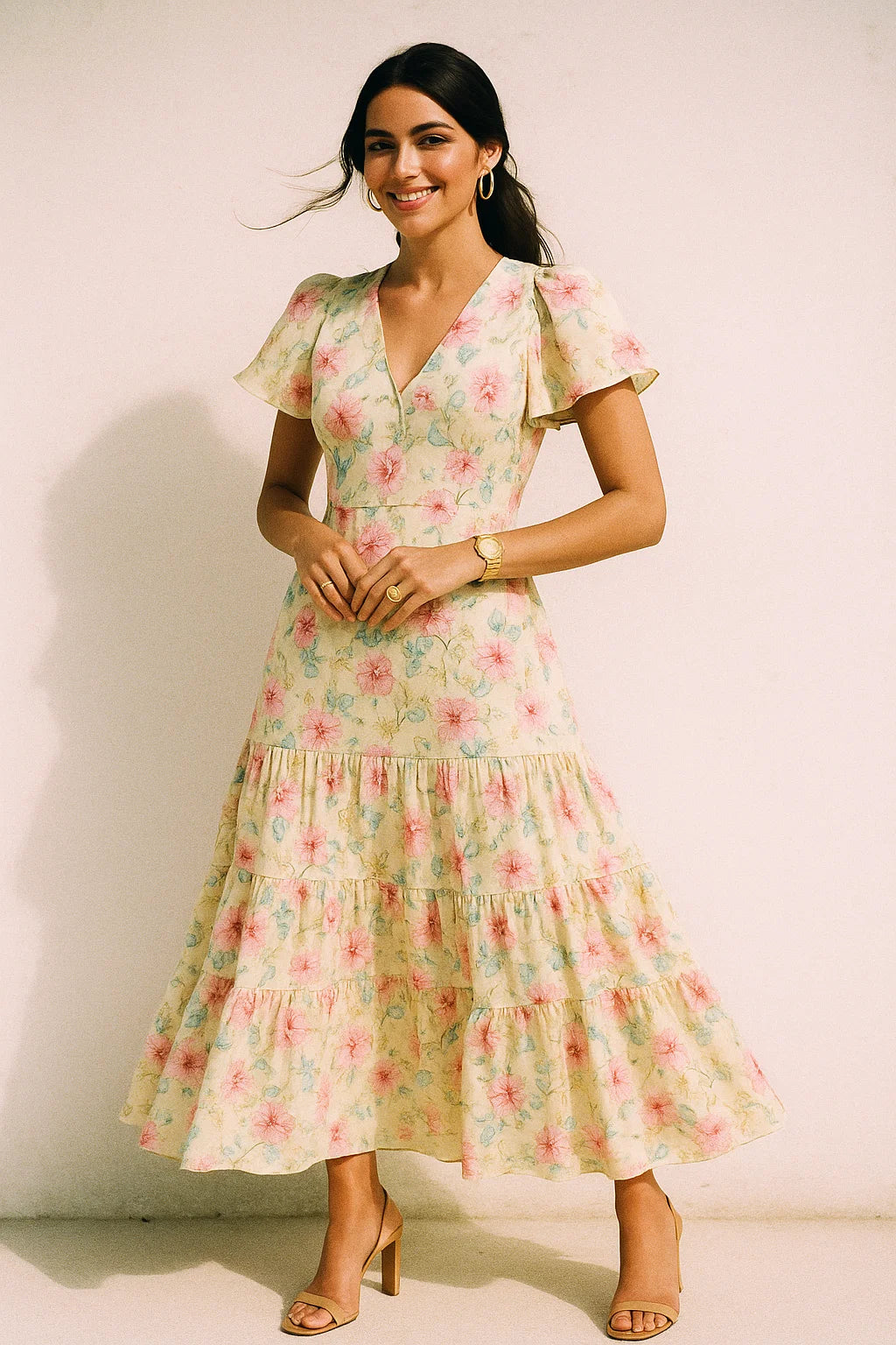 Peony Pink Flower Seamless Pattern Digital Printed Fabric - Silk Crepe