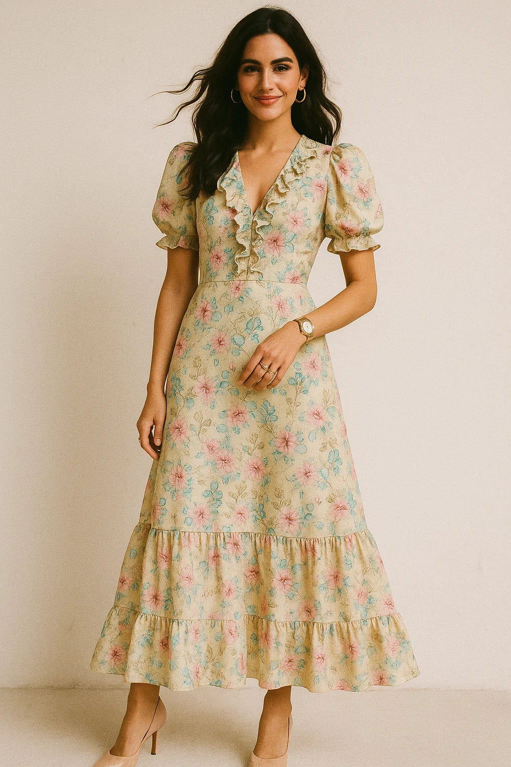 Peony Pink Flower Seamless Pattern Digital Printed Fabric - Silk Crepe