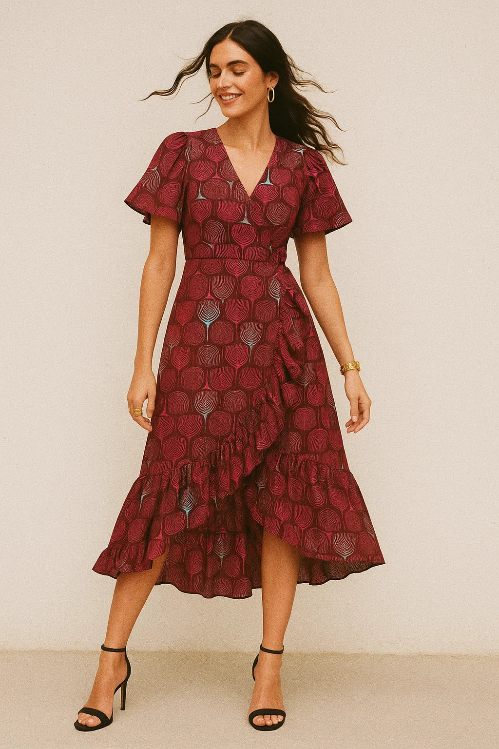 Bold Colourful Mahogany Leaf Digital Printed Fabric - Silk Crepe