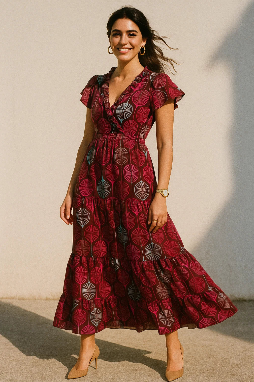 Bold Colourful Mahogany Leaf Digital Printed Fabric - Silk Crepe