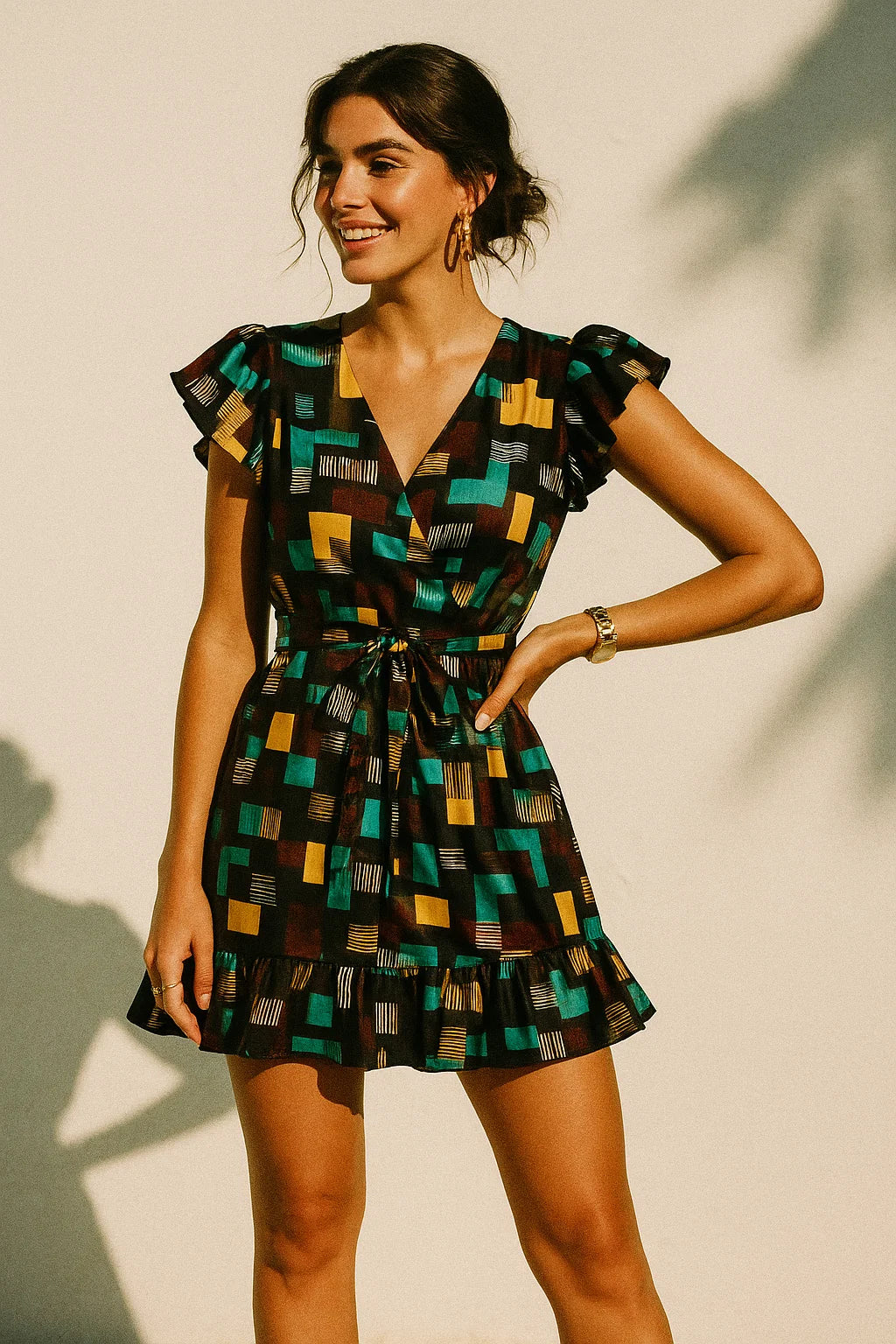 Trendy Colourful Puzzle Decorative Digital Printed Fabric - Silk Crepe