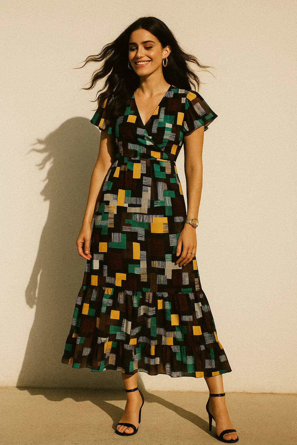 Trendy Colourful Puzzle Decorative Digital Printed Fabric - Silk Crepe