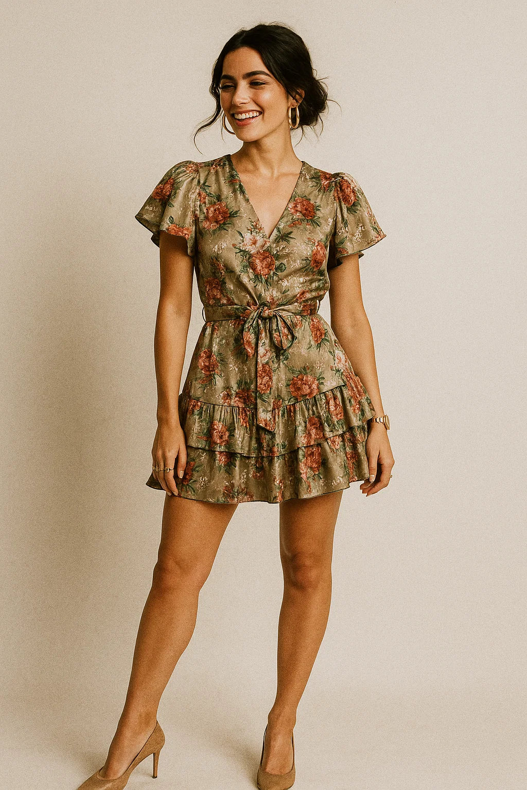 Morden Colour Flower Bunch Digital Printed Fabric - Silk Crepe