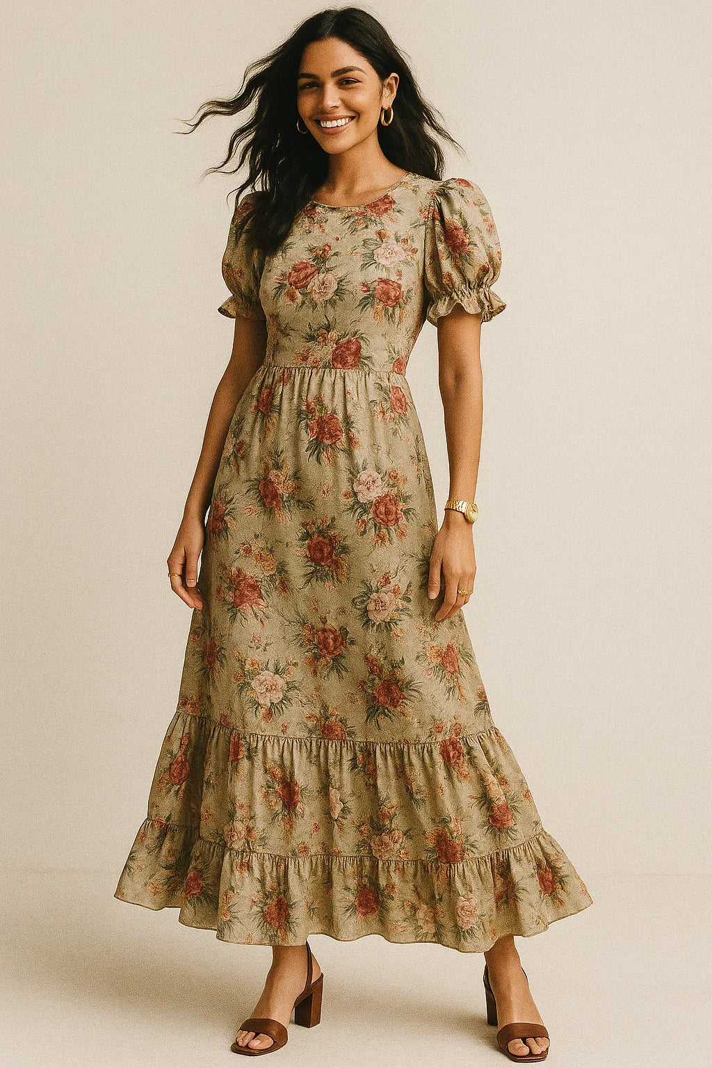 Morden Colour Flower Bunch Digital Printed Fabric - Silk Crepe