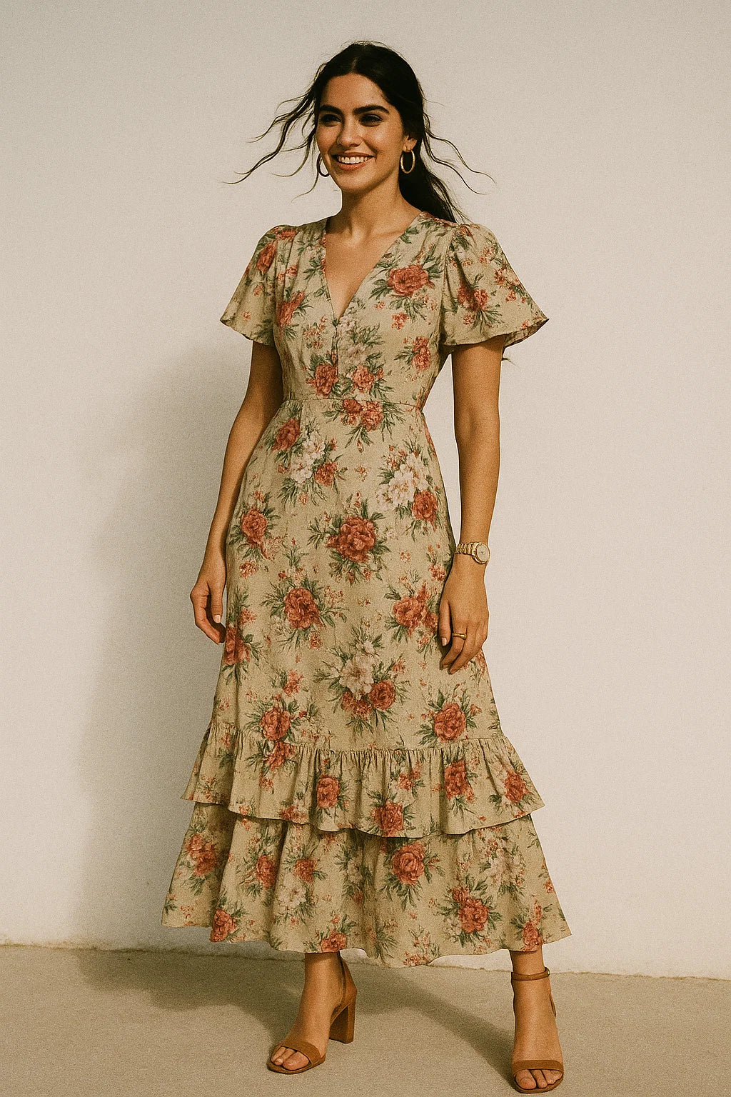 Morden Colour Flower Bunch Digital Printed Fabric - Silk Crepe