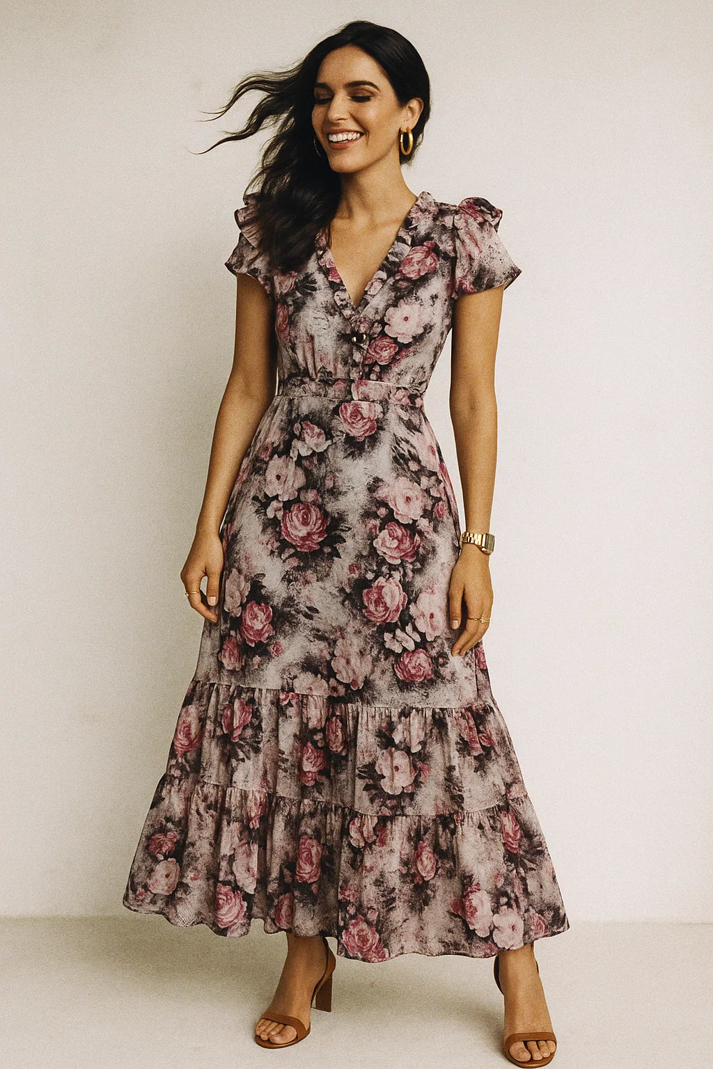 Vintage Floral Art Collection Digital Printed Fabric - Silk Crepe