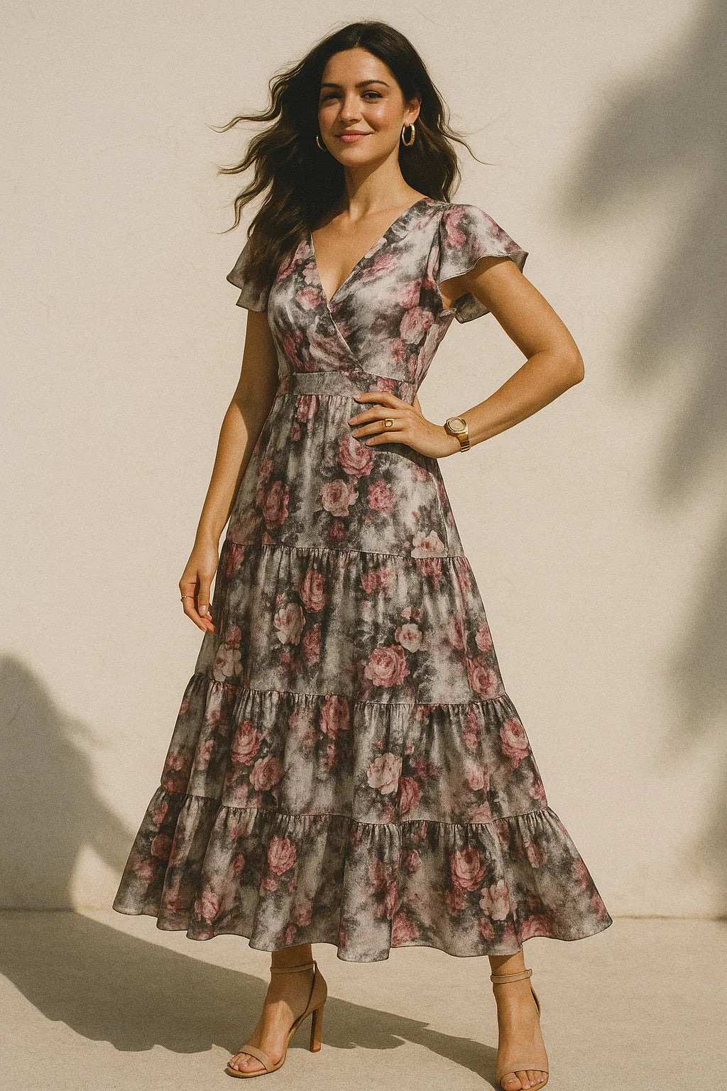 Vintage Floral Art Collection Digital Printed Fabric - Silk Crepe