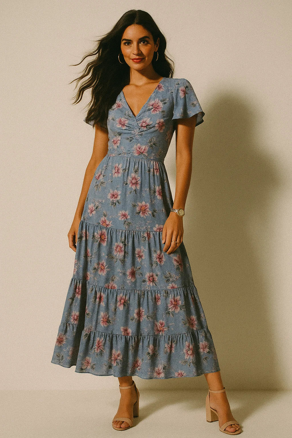 Decorative Tiny Chintz With Lily Digital Printed Fabric - Silk Crepe