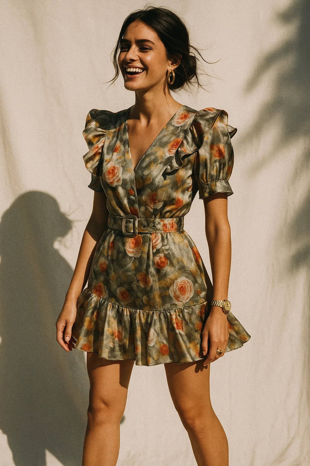 Watercolour Morden Colour Roses Digital Printed Fabric - Silk Crepe