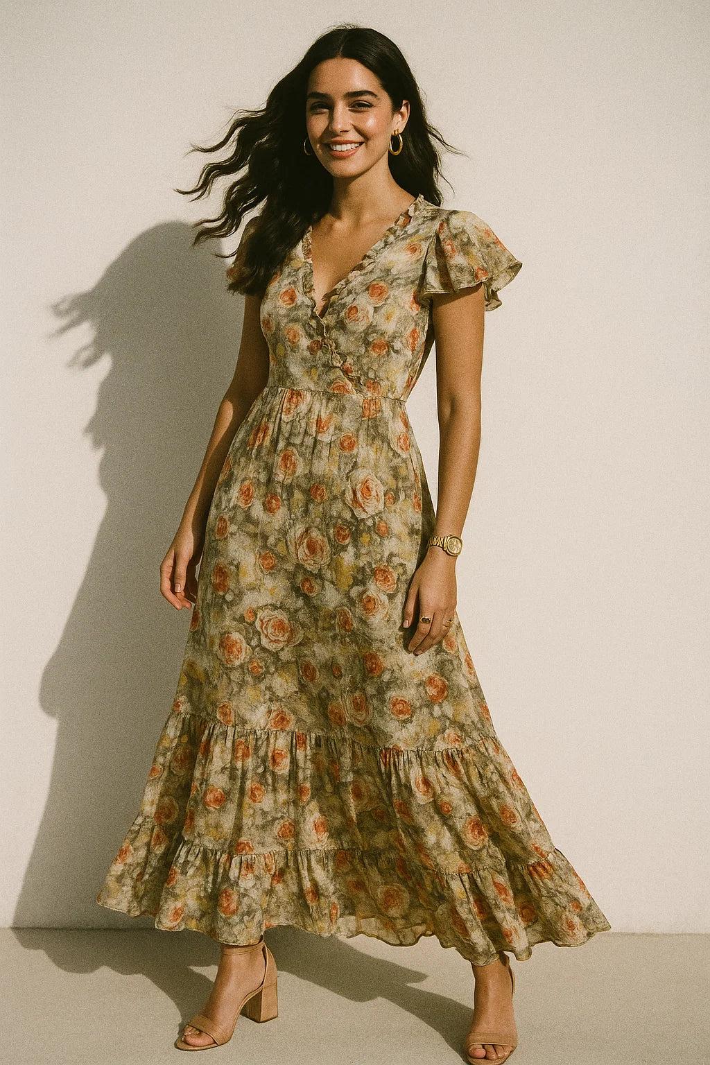 Watercolour Morden Colour Roses Digital Printed Fabric - Silk Crepe