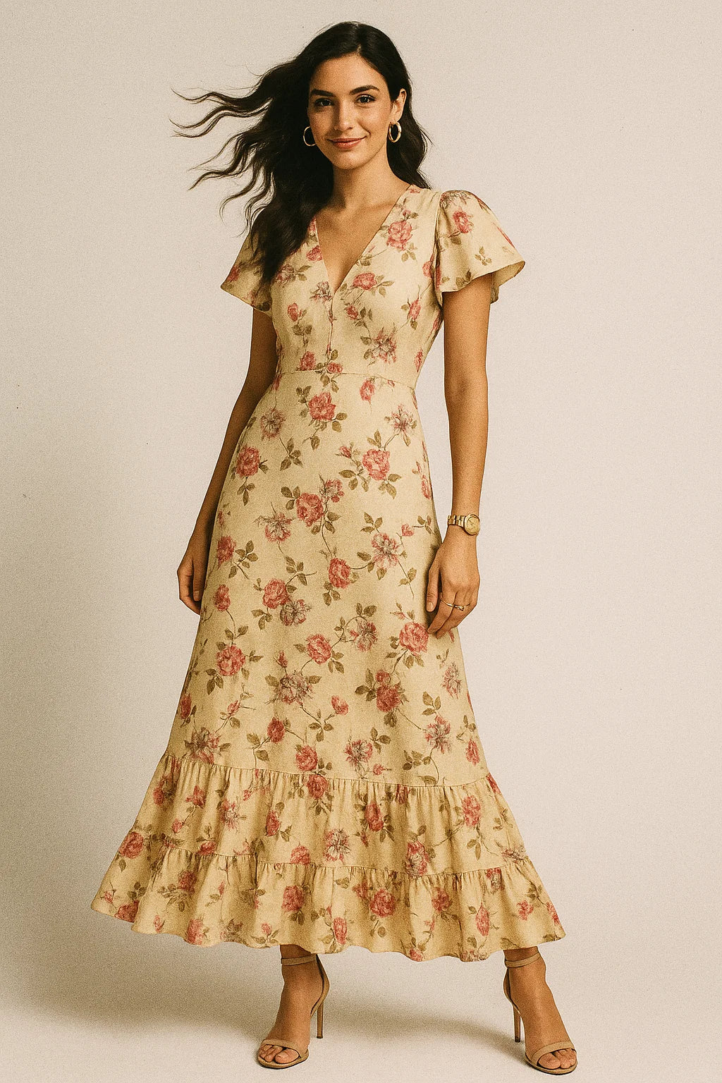 Classic Poppy Flower Digital Printed Fabric - Silk Crepe