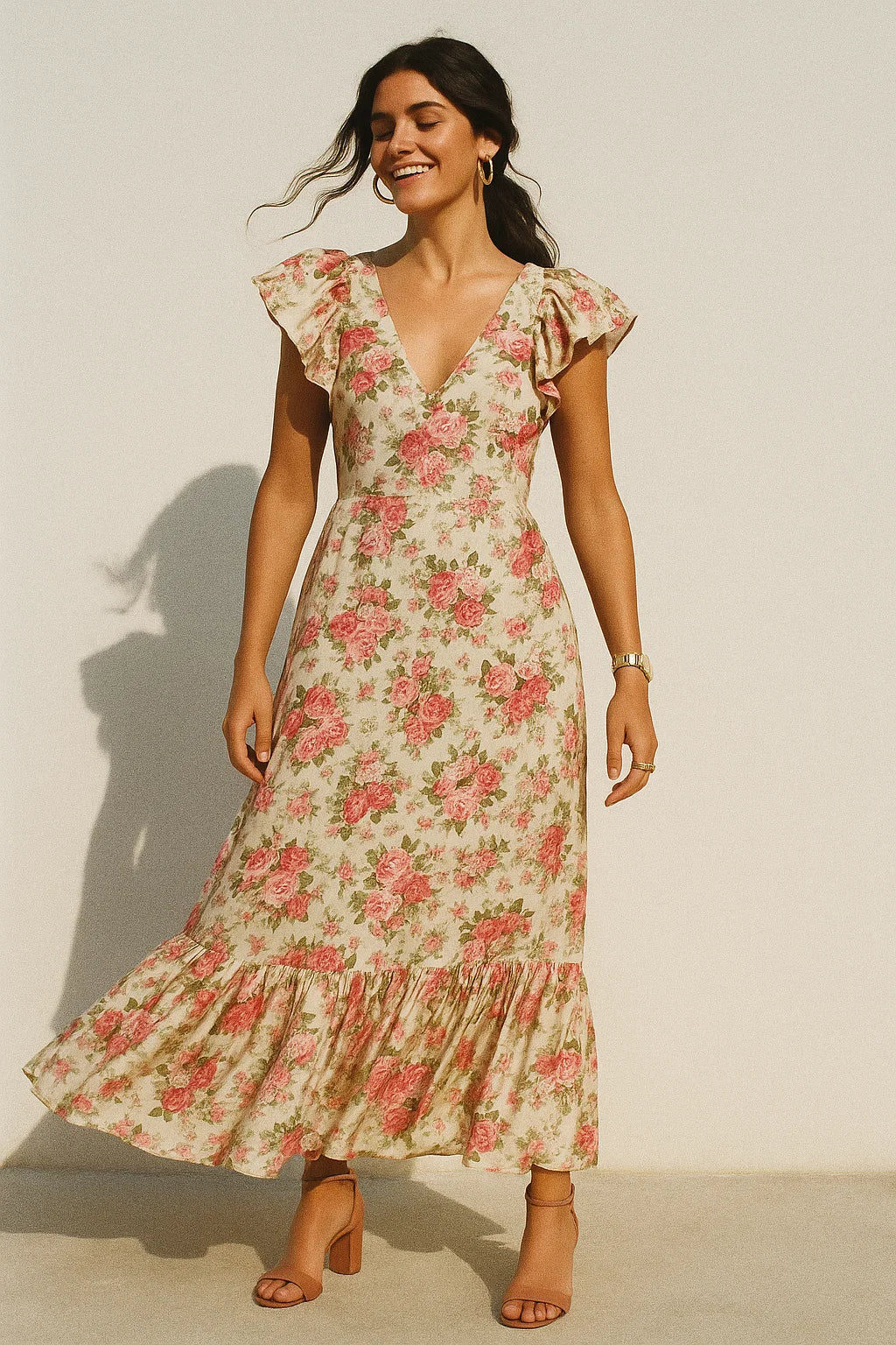 Bunch Of Flower White Orchid Digital Printed Fabric - Silk Crepe