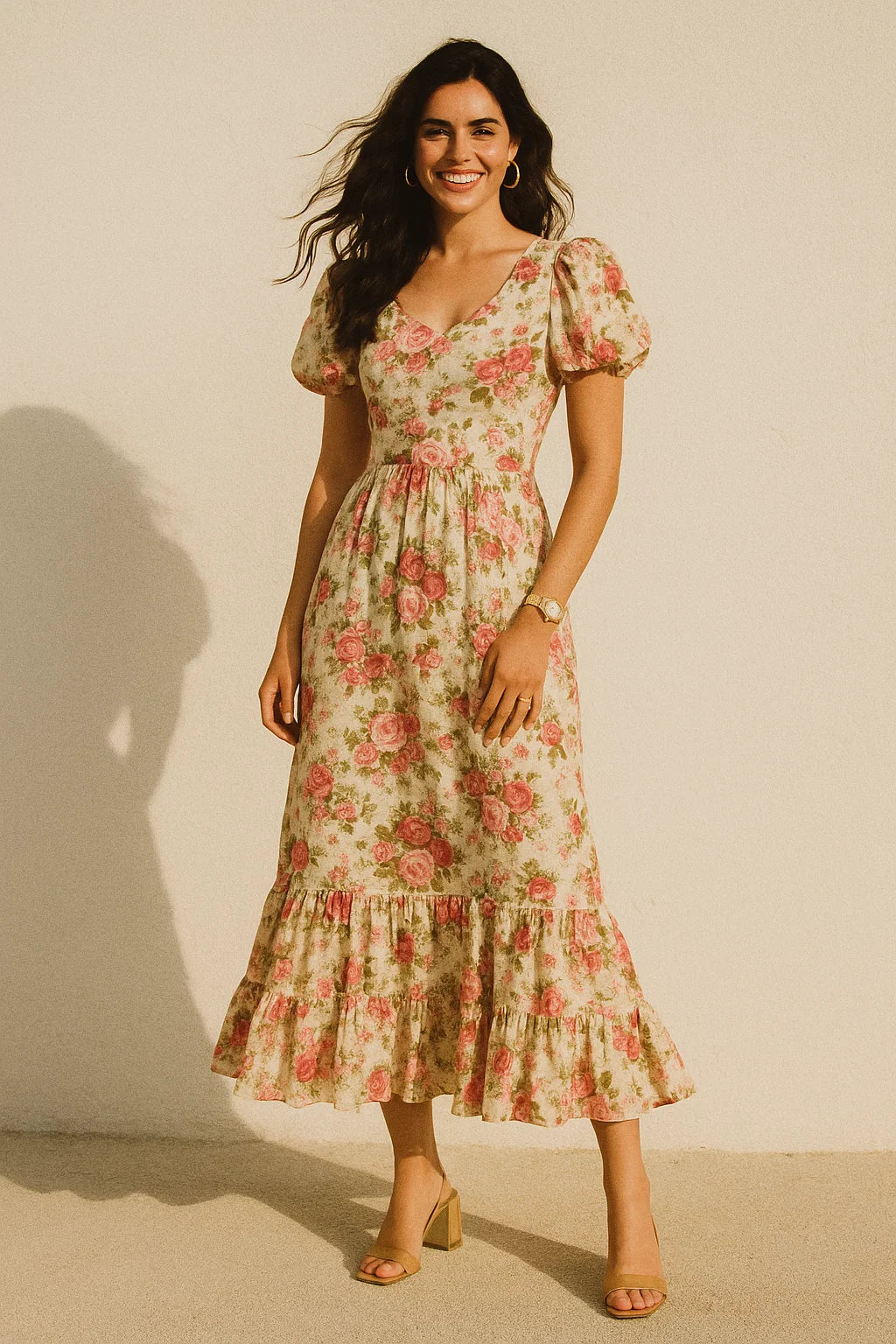 Bunch Of Flower White Orchid Digital Printed Fabric - Silk Crepe