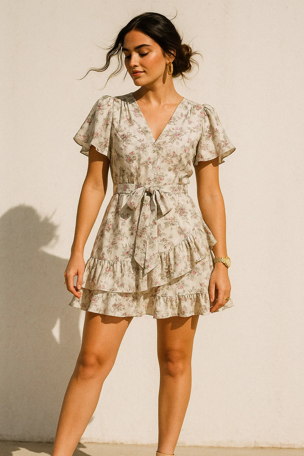 Tiny Iris With Leaves Digital Printed Fabric - Silk Crepe