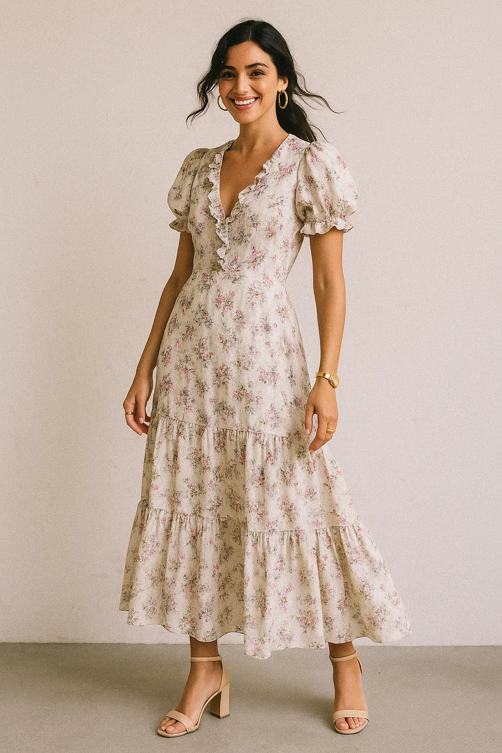 Tiny Iris With Leaves Digital Printed Fabric - Silk Crepe