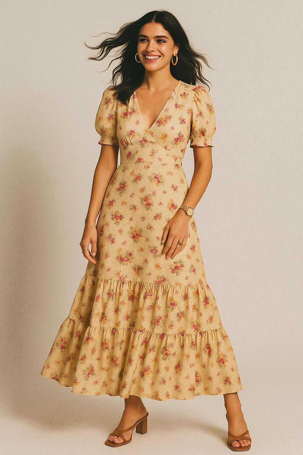 Vintage Seamles Spoted Floral Digital Printed Fabric - Silk Crepe