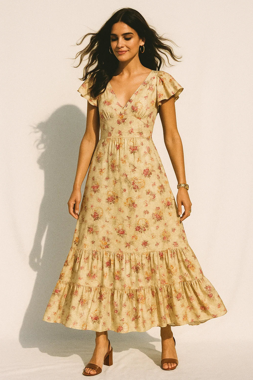 Vintage Seamles Spoted Floral Digital Printed Fabric - Silk Crepe