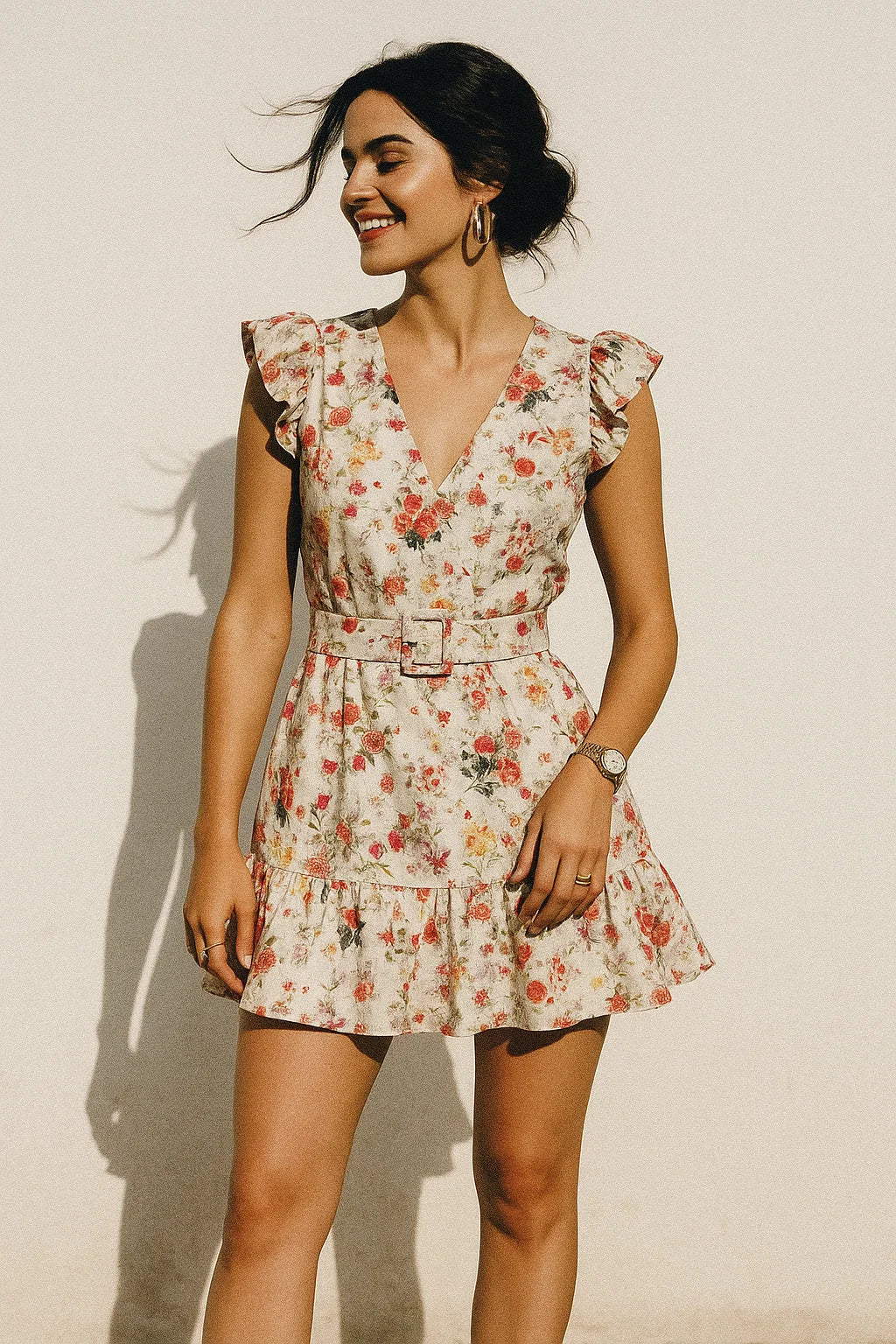 Beautifull Red And Pink Camellia Rose Of Branch Digital Printed Fabric - Silk Crepe