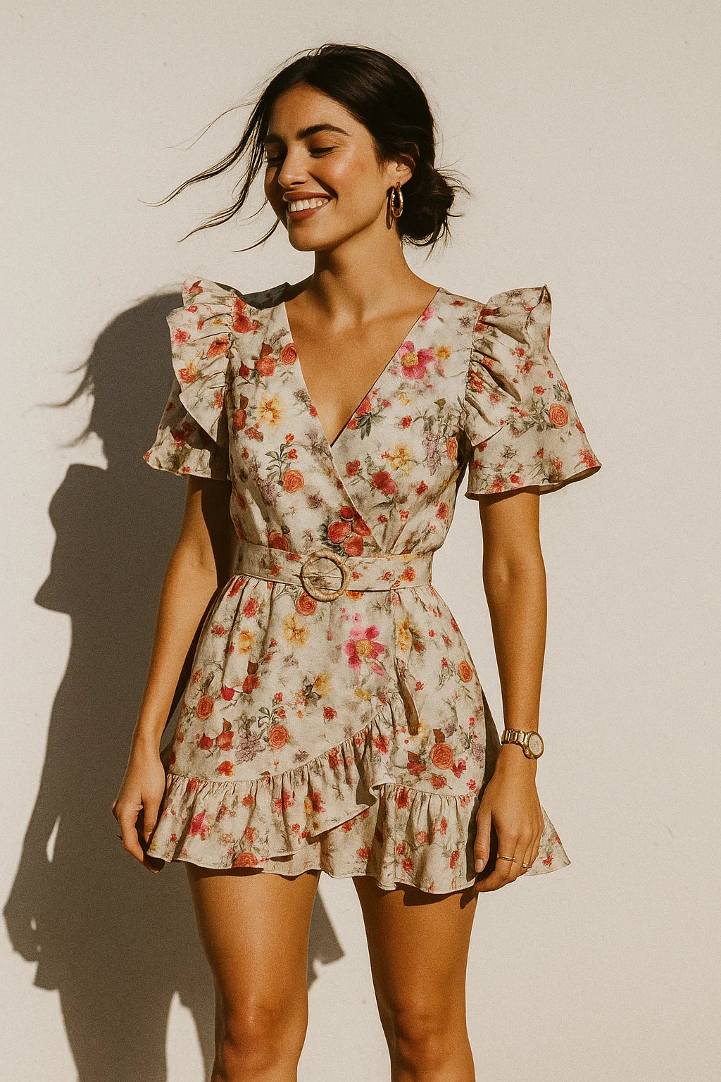 Beautifull Red And Pink Camellia Rose Of Branch Digital Printed Fabric - Silk Crepe