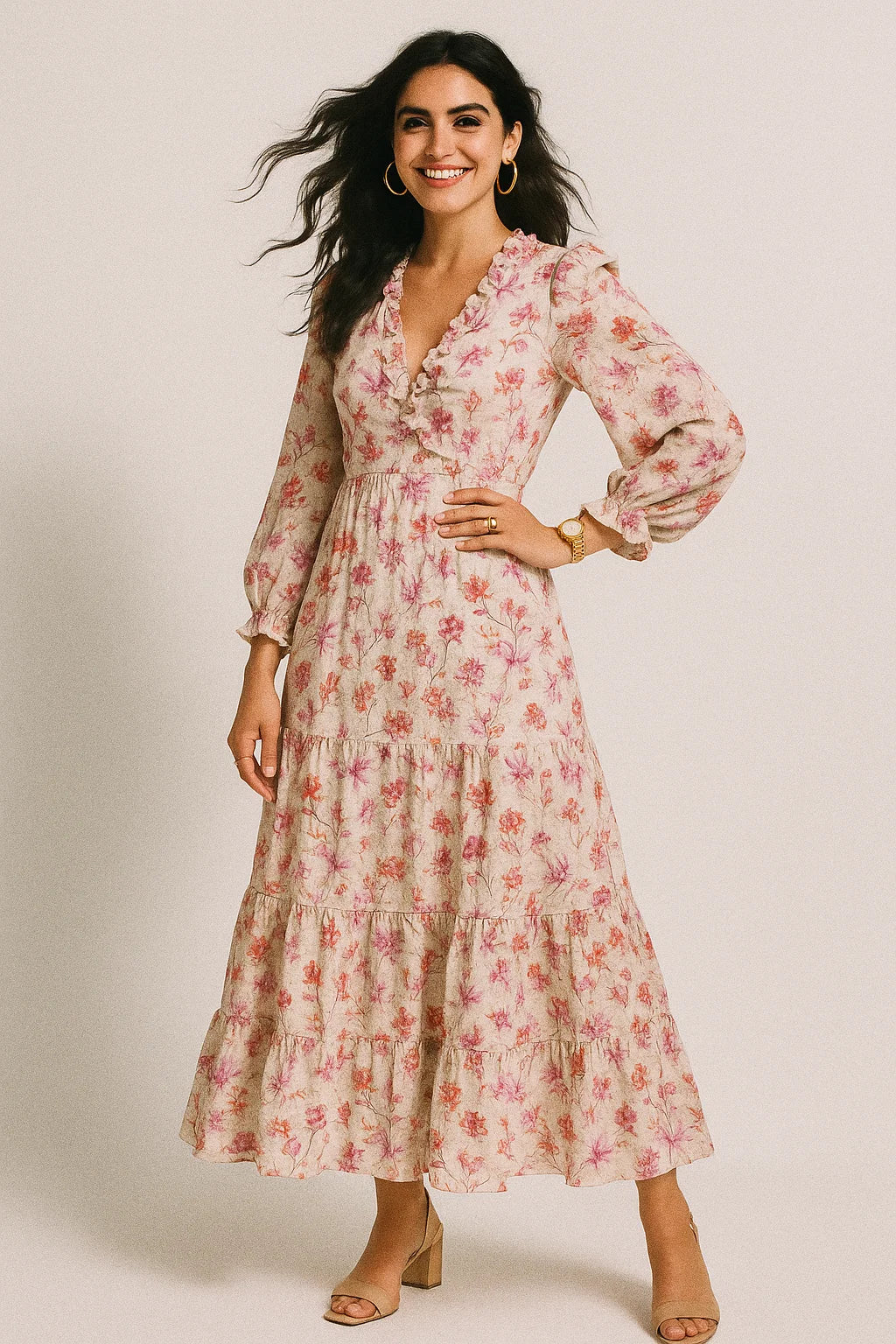 Morden Rainbow Chintz Floral Flower Digital Printed Fabric - Silk Crepe