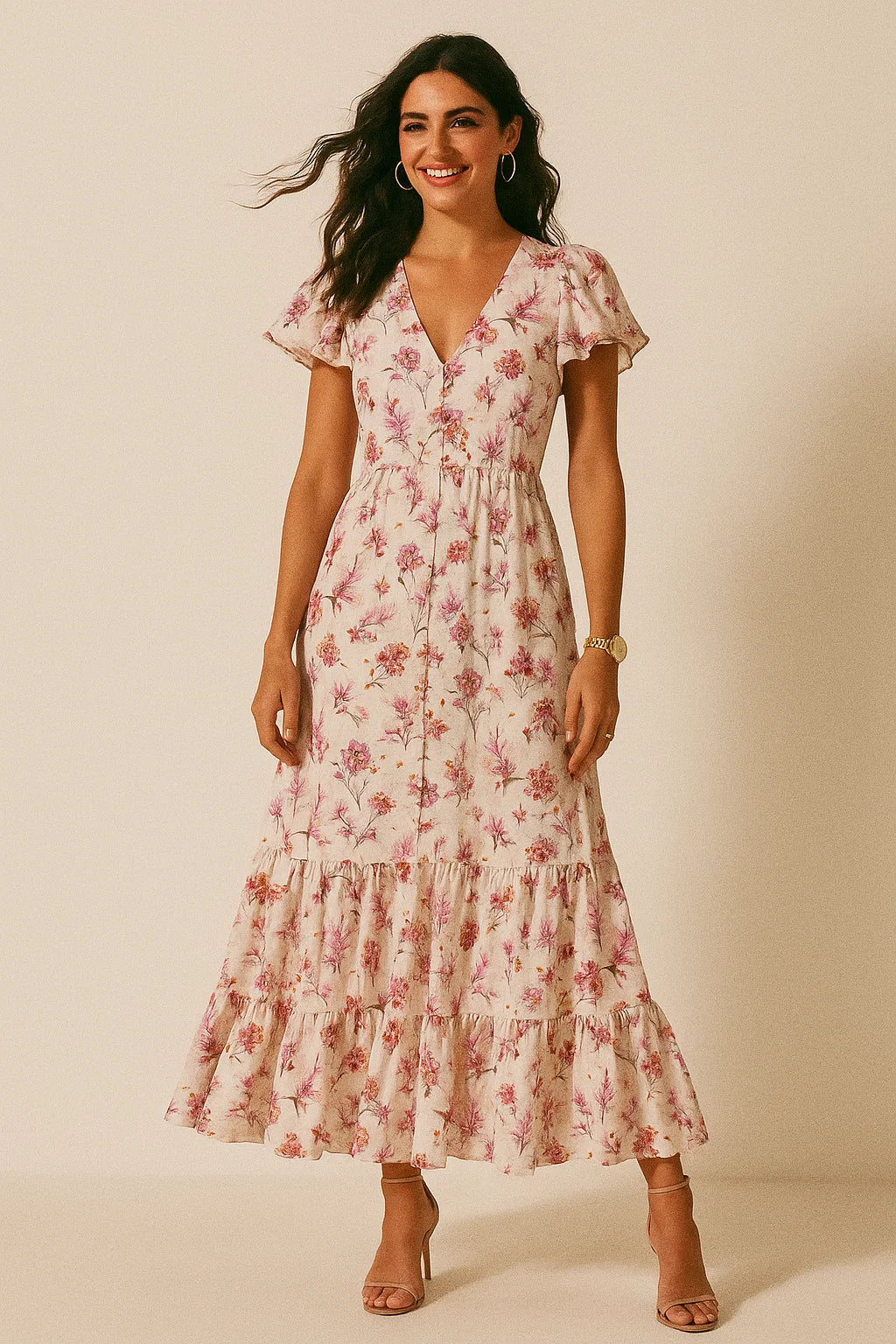 Morden Rainbow Chintz Floral Flower Digital Printed Fabric - Silk Crepe