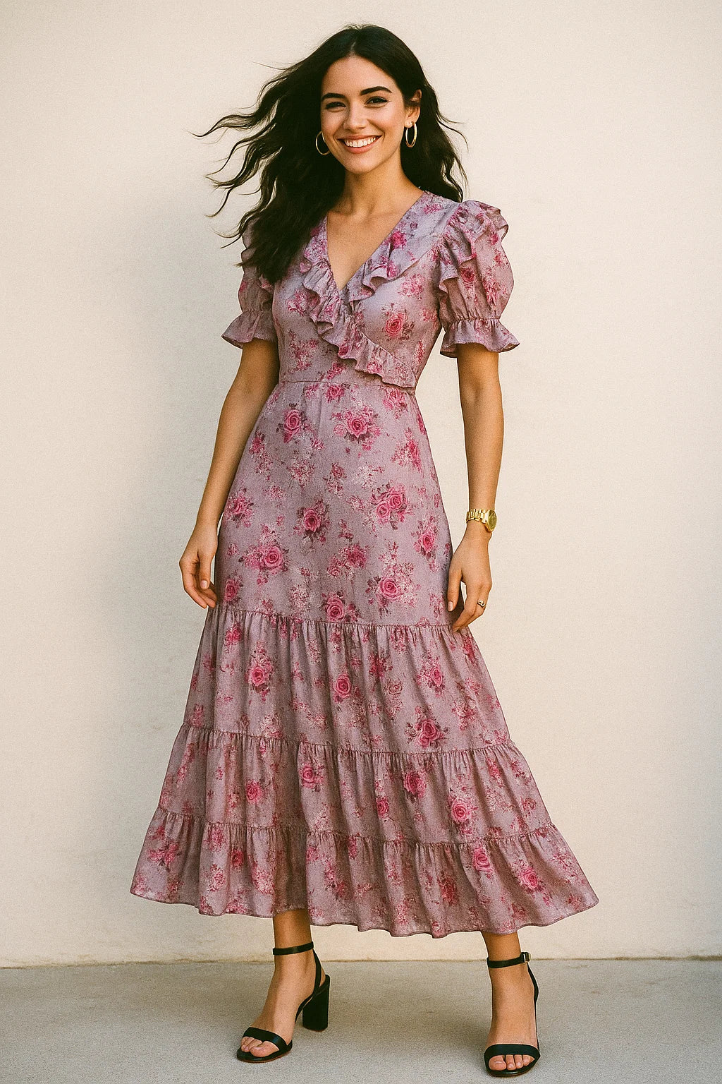 Tiny Roses Of Seamless Pattern Digital Printed Fabric - Silk Crepe