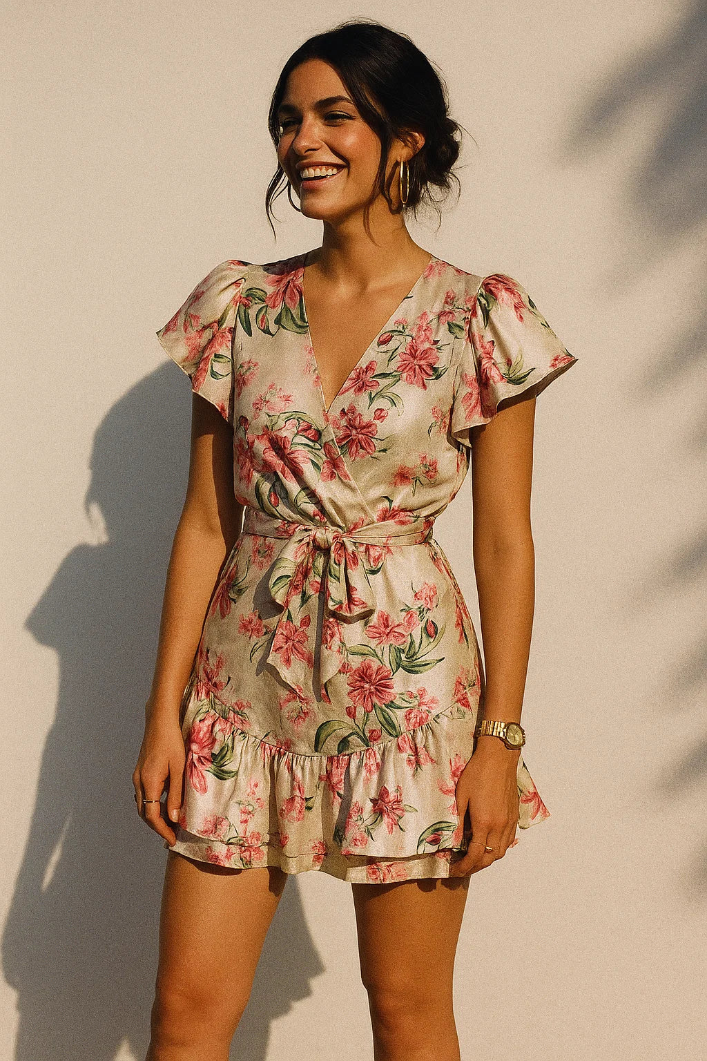 Beautifull Pink Calendula Flower Digital Printed Fabric - Silk Crepe