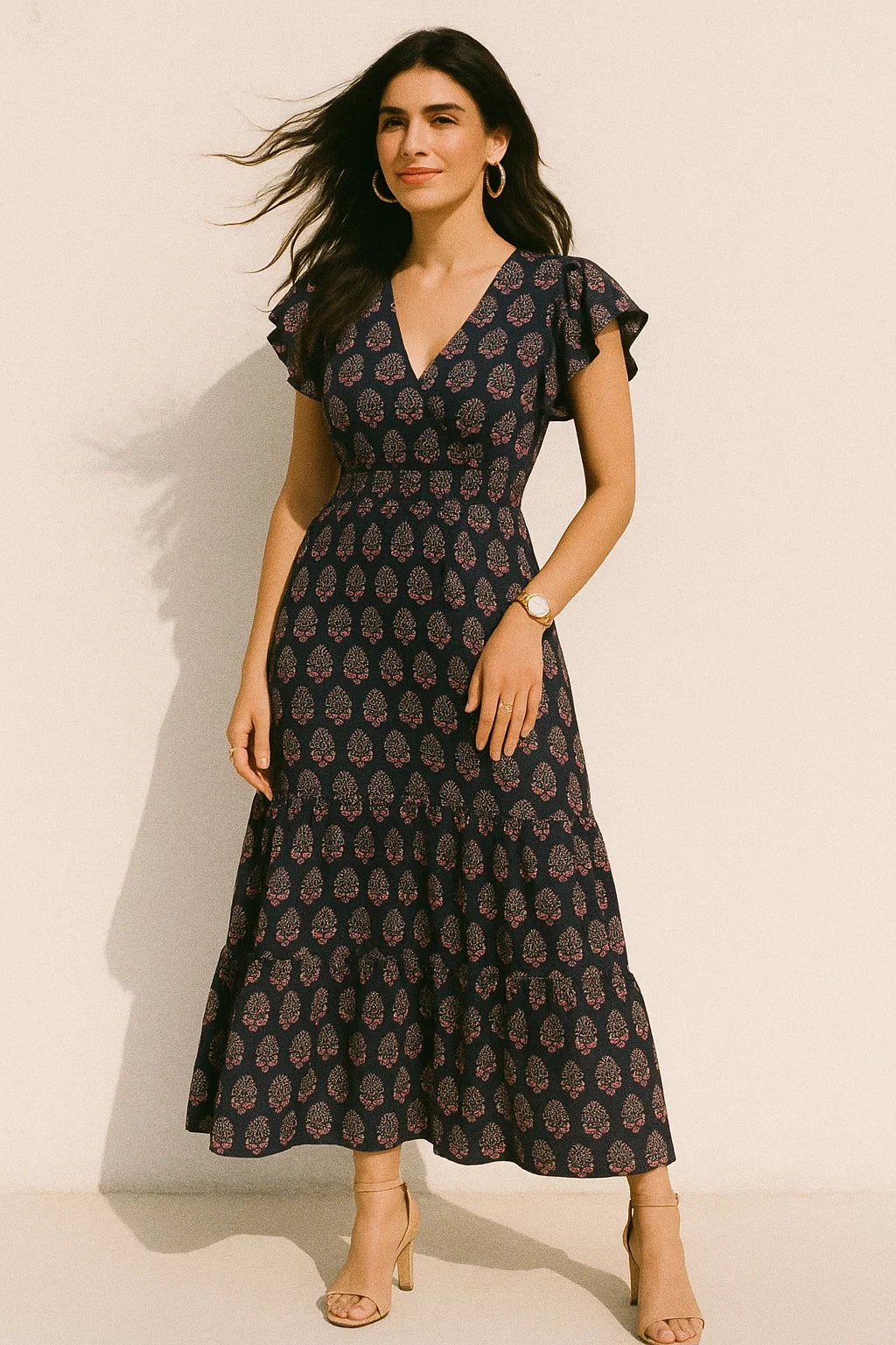 Tiny Small Mango Leaves Decorative Digital Printed Fabric - Crepe