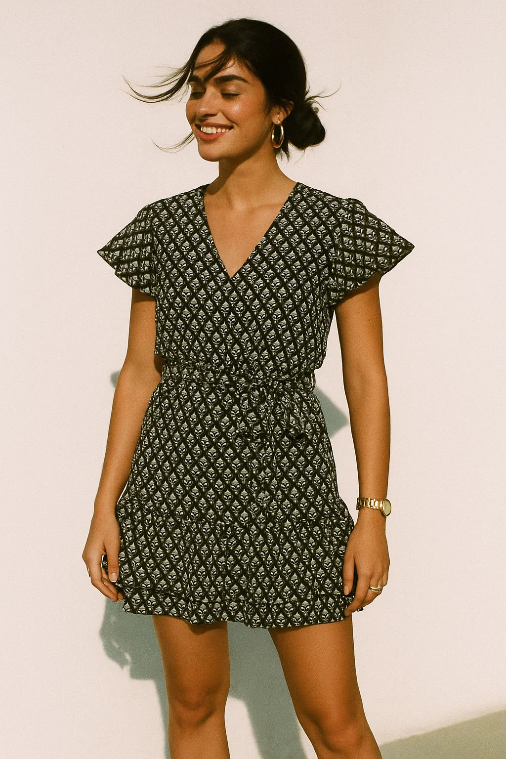 Tiny Beautiful Reverse Flower Digital Printed Fabric - Crepe