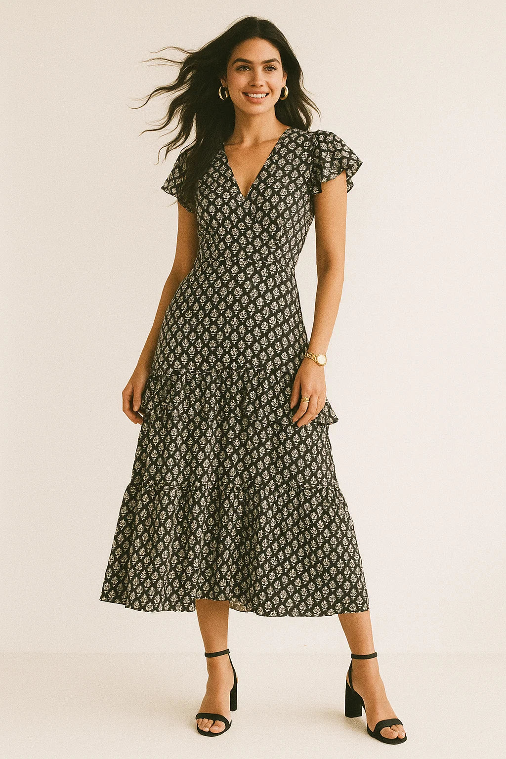 Tiny Beautiful Reverse Flower Digital Printed Fabric - Crepe