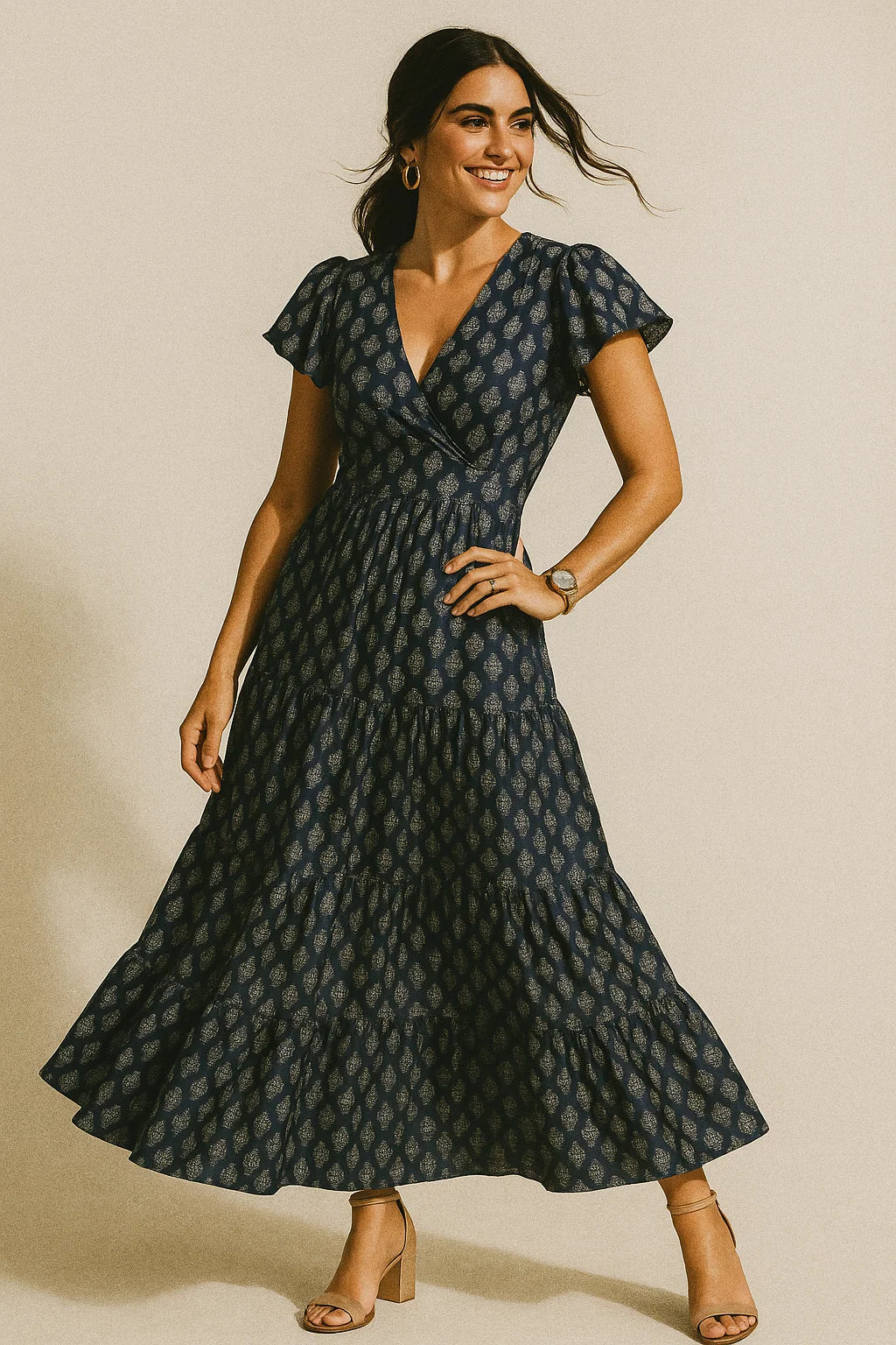 Summer Green Spring Colour Flower Digital Printed Fabric - Crepe