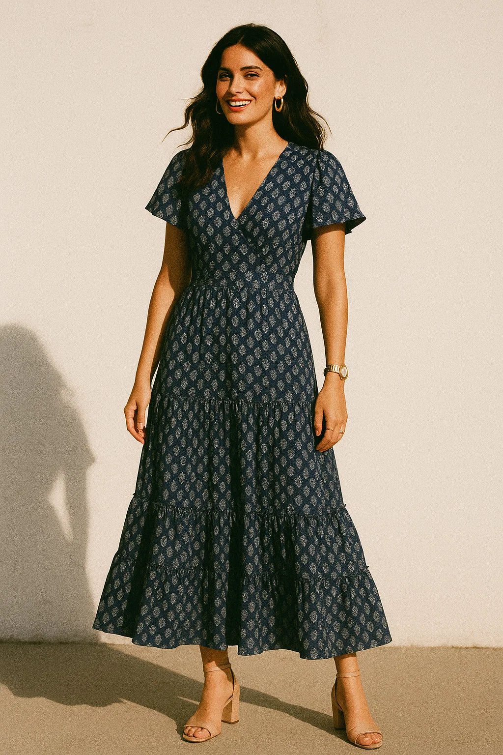 Summer Green Spring Colour Flower Digital Printed Fabric - Crepe