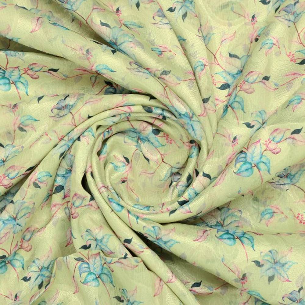 Lime Green Floral Watercolour Brasso Fabric for Apparel – br 0 ma016473 108 2