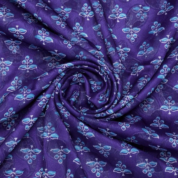 Purple Brasso Fabric with Ditsy Blue Botanical Print – br 0 ma07897 108 2 - alternate view