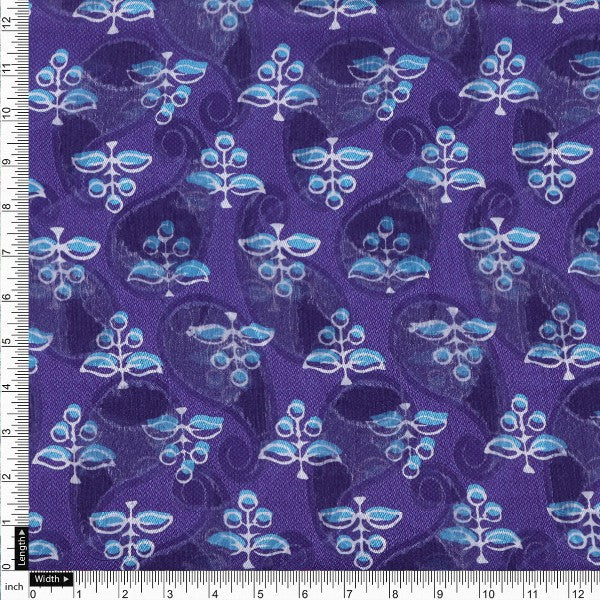 Purple Brasso Fabric with Ditsy Blue Botanical Print – br 0 ma07897 108 4
