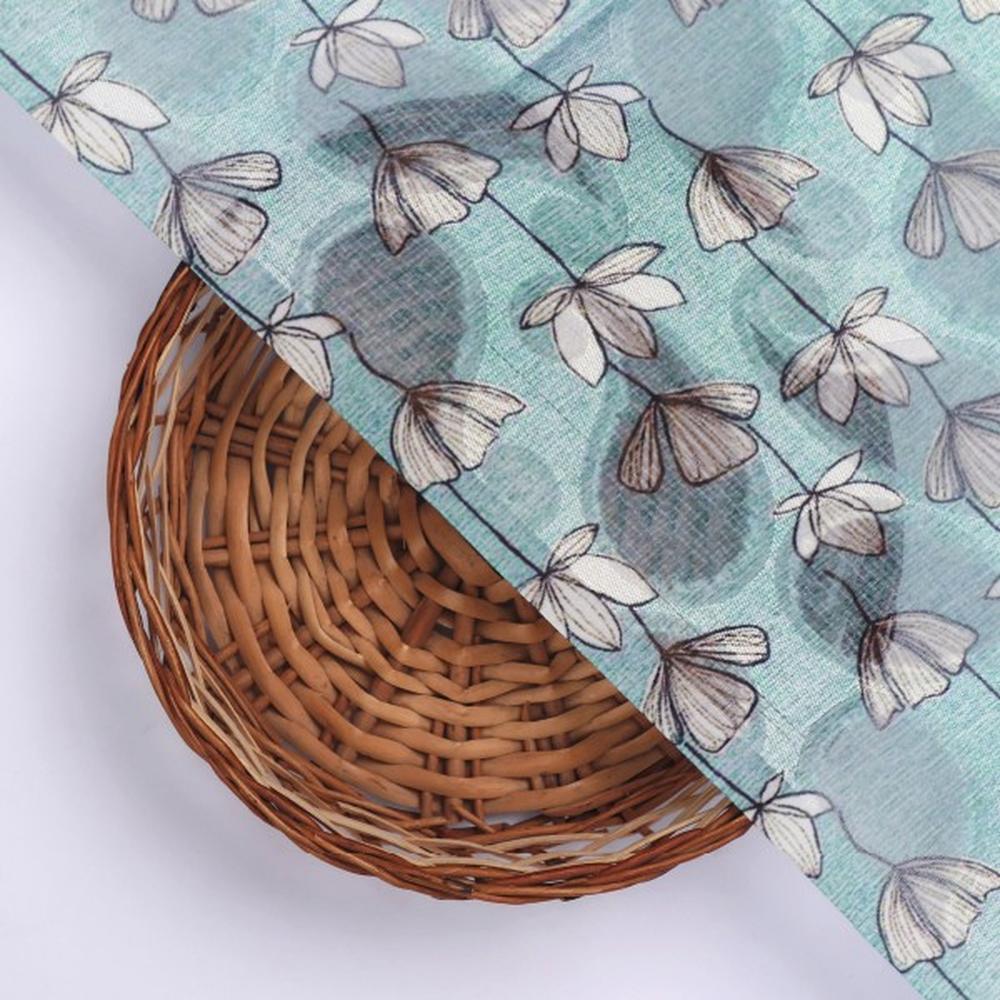 Sea Green and Grey Floral Vine Print Brasso Fabric – br 0 ma0898 108 3