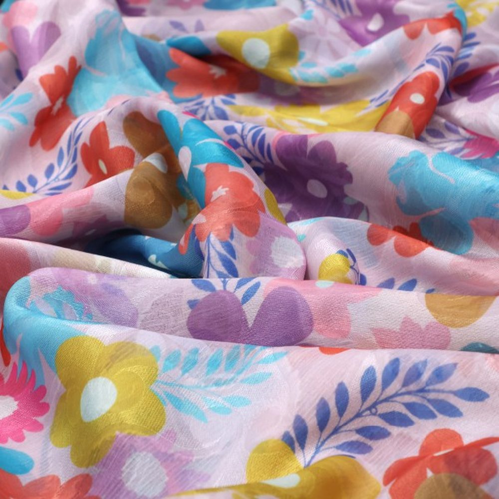 Colourful Abstract Floral on Light Pink Brasso Fabric – br 0 pa10062 108 1