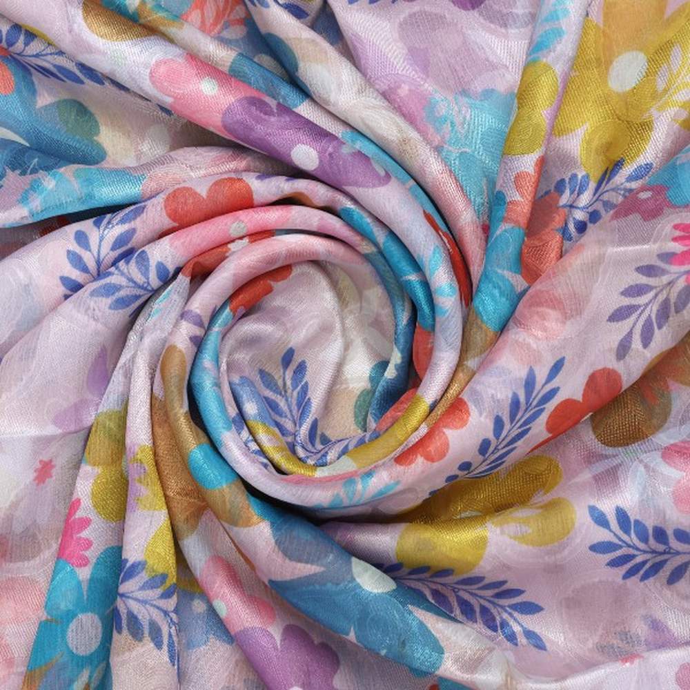 Colourful Abstract Floral on Light Pink Brasso Fabric – br 0 pa10062 108 2