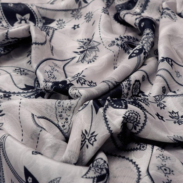 Grey and Navy Blue Paisley Pattern Brasso Fabric – br 0 ta01792 108 1